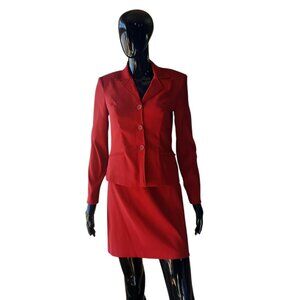 Vintage Y2K City Triangles Red Jacket and Skirt Suit Set | Size 3